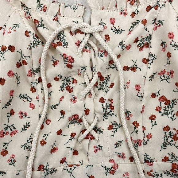 Nasty Gal Tongue-Tied Floral Cottagecore Lace-Up Mini Dress Size 2 - Picture 9 of 15